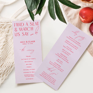 Modern Minimal Purple & Magenta Wedding Programs