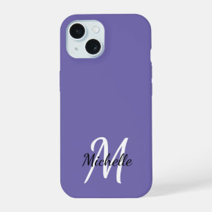 Modern Minimal Purple Monogram Initial iPhone 15 Case