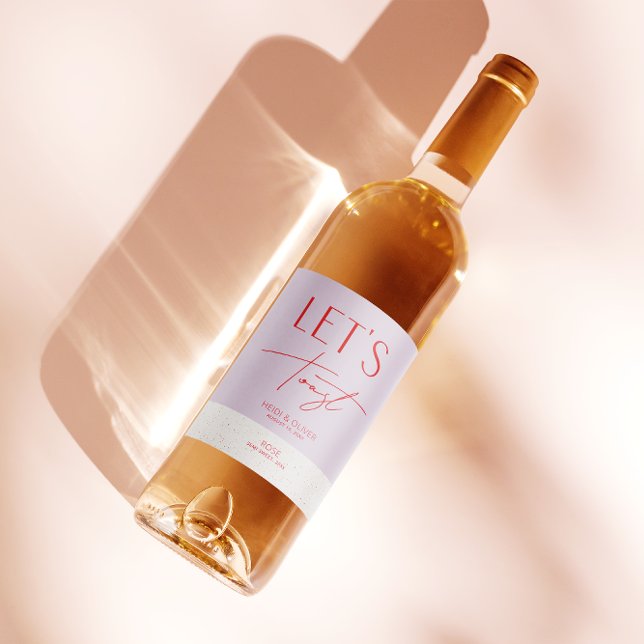 Modern Minimal Purple Personalised Wedding Bottle Wine Label (Creator Uploaded)