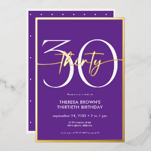 Modern Minimal Purple Thirty Script Birthday