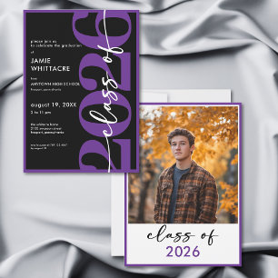 Modern Minimal Purple Typography Graduation Party Invitation