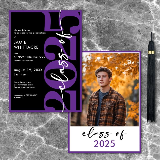 Modern Minimal Purple Typography Graduation Party Invitation (Modern Minimal Purple Typography Graduation Party Invitation)
