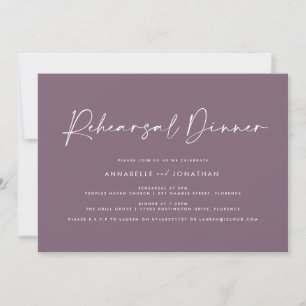Modern Minimal purple Wedding Rehearsal Dinner Invitation