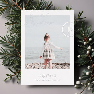 Modern Minimal QR Code Family Video Message Foil H Foil Holiday Card