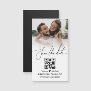 modern minimal qr code photo save the date magnet