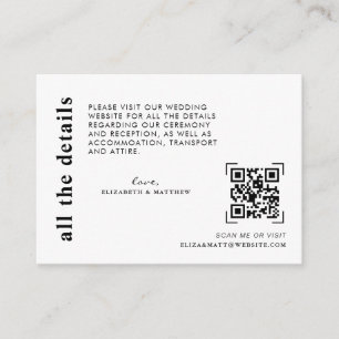 Modern Minimal QR Code Scan Wedding Details Enclosure Card