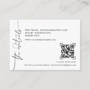 Modern Minimal QR Code Scan Wedding Details Enclosure Card