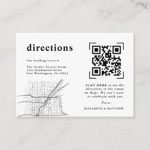 Modern Minimal QR Code Scan Wedding Directions Enclosure Card