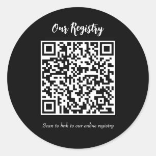 Modern Minimal QR Code Scanable Wedding Registry Classic Round Sticker