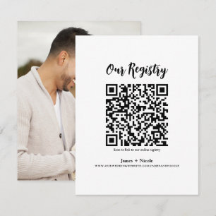 Modern Minimal QR Code Scannable Wedding Registry Invitation