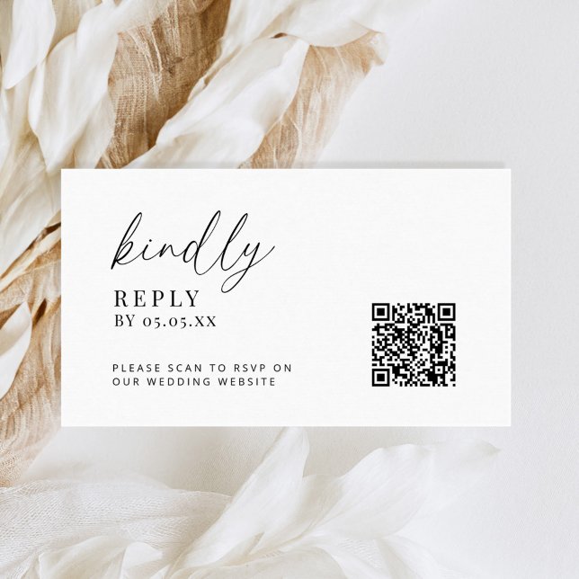 Modern Minimal QR Code Wedding Kindly Reply Enclosure Card (Creator Uploaded)