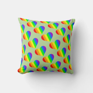 Modern Minimal Rainbow Heart Pillow