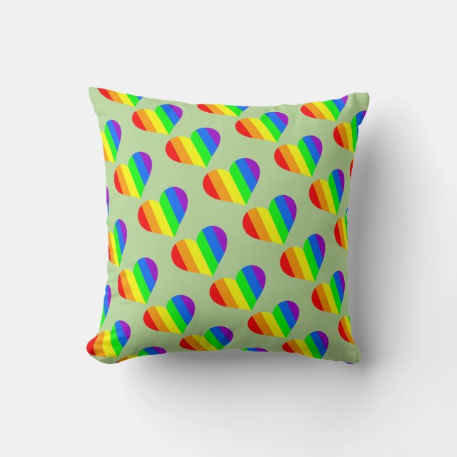 Modern Minimal Rainbow Heart Pillow (Front)