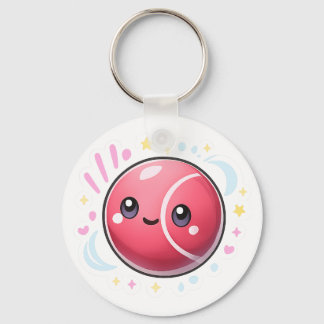 “Modern Minimal Red Ball Keychain | Pink & Blue Li