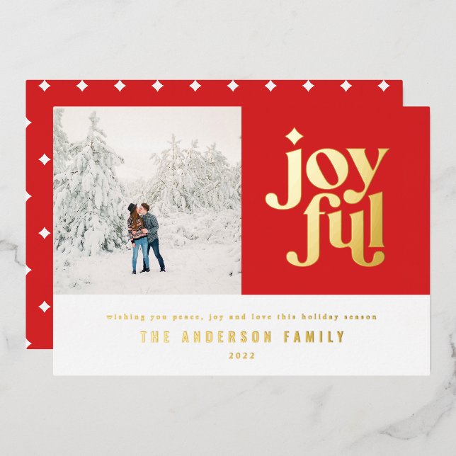 Modern minimal red Christmas typography Holiday Ca (Front/Back)