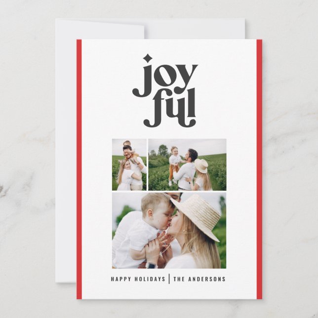 Modern minimal red Christmas typography Holiday Ca Card (Front)