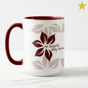 Modern Minimal Red Floral Positive Life Quote Mug