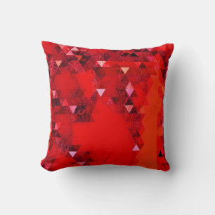 Modern Minimal Red Grunge Triangles Abstract Cushion