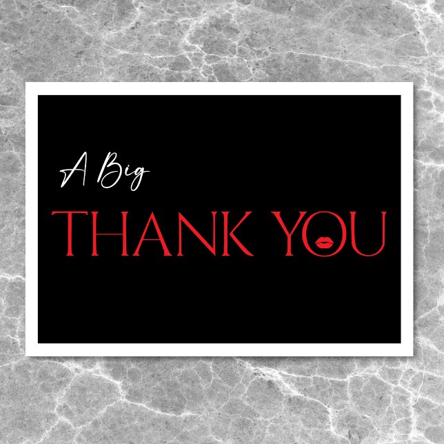 Modern Minimal Red Lips She's Thirty Birthday Thank You Card (Modern Minimal Red Lips She's Thirty Birthday Thank You Card)