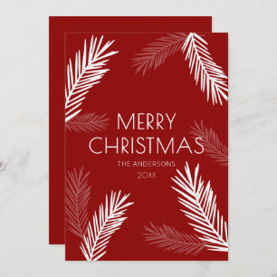 Modern Minimal Red & White Spruce Christmas Holiday Card