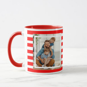 Modern minimal Red & White Stripes 2 photo Mug