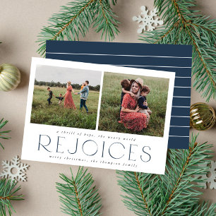 Modern, Minimal Rejoice Religious Christmas Photo Invitation