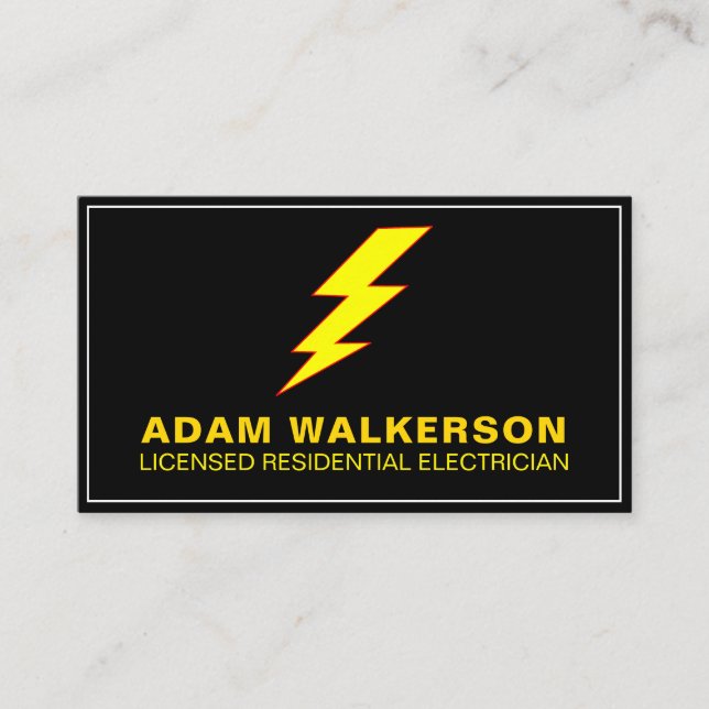Modern Minimal Residential Electrician, Lightning Business Card (Front)