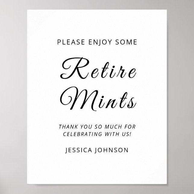 Modern Minimal Retirement Party Favour Sign  (Front)