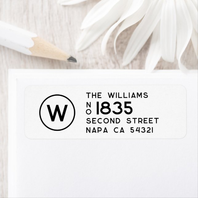 Modern Minimal Return Address Monogram  Label (Insitu)