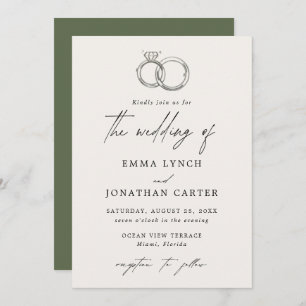 Modern Minimal Rings Wedding Invitation