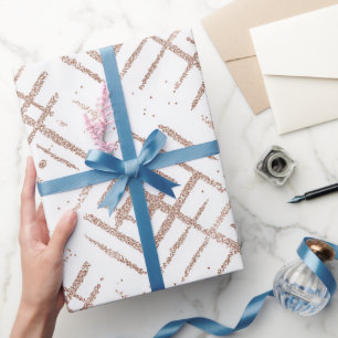 Modern Minimal Rose Gold Fine Glitter Pattern Wrapping Paper