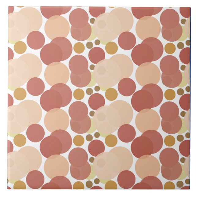 Modern Minimal Round Pink Red Bubble Design Ceramic Tile (Front)