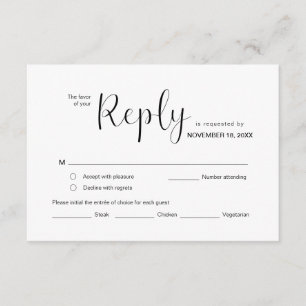 Modern Minimal, RSVP,  Black Font, Respond Enclosure Card