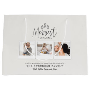 modern minimal rustic multi photo large gift bag