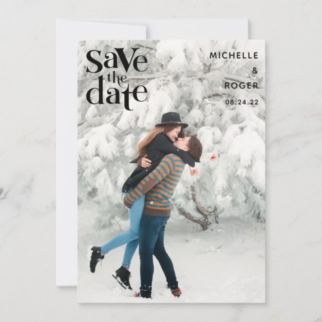 modern minimal rustic photo Save The Date Card (Front)