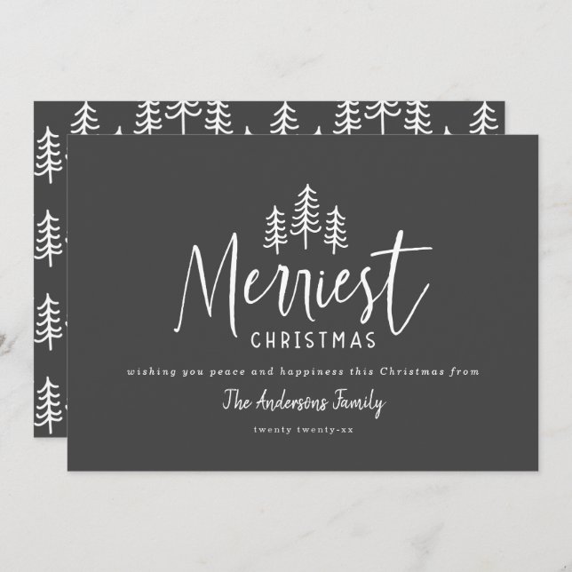 Modern minimal rustic stylish farmhouse Christmas Holiday Card (Front/Back)