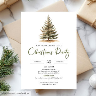 Modern Minimal Sage Beige Christmas Party  Invitation