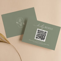 Modern Minimal Sage Green Boho Wedding QR Code