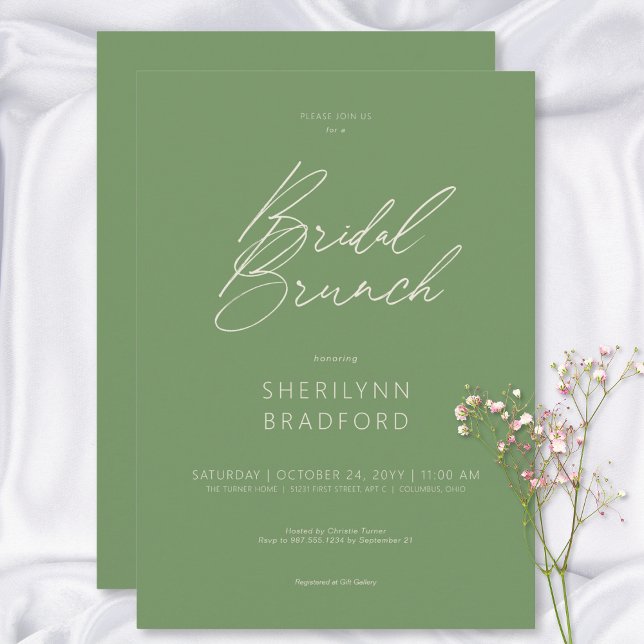 Modern Minimal Sage Green Bridal Brunch Invitation (Modern Minimal Sage Green Bridal Brunch Invitation)
