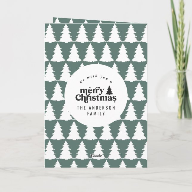 Modern minimal sage green Christmas multi photo Thank You Card (Back)