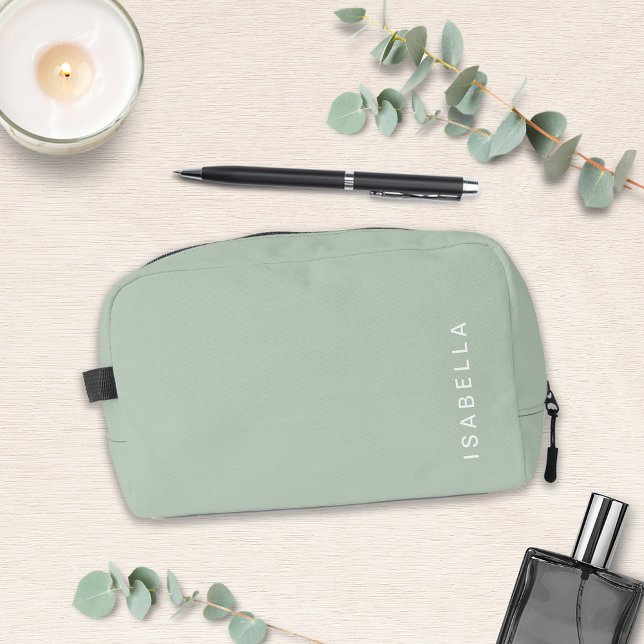 Modern Minimal Sage Green Personalised Name Dopp Kit (Creator Uploaded)