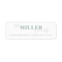 Modern & Minimal Sage Green Return Address Label 