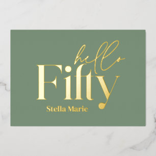 Modern minimal sage green simple 50th birthday