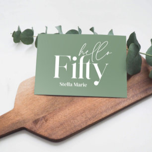 Modern minimal sage green simple 50th birthday invitation