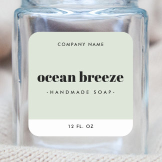 Modern minimal sage green square product label