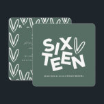 Modern minimal sage green typography 16th birthday invitation<br><div class="desc">Modern minimal bold typography 16th birthday eucalyptus sage green and white party invitation.</div>