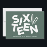 Modern minimal sage green typography 16th birthday invitation<br><div class="desc">Modern minimal bold typography 16th birthday eucalyptus sage green and white party invitation.</div>