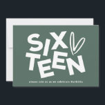 Modern minimal sage green typography 16th birthday invitation<br><div class="desc">Modern minimal bold typography 16th birthday eucalyptus sage green and white party invitation.</div>