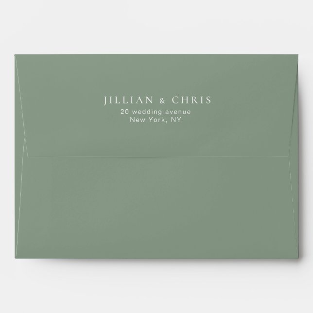 modern minimal sage green wedding envelope (Back (Top Flap))