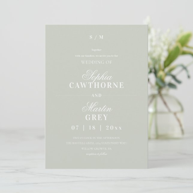 Modern Minimal⎮Sage Green Wedding Invitation (Standing Front)